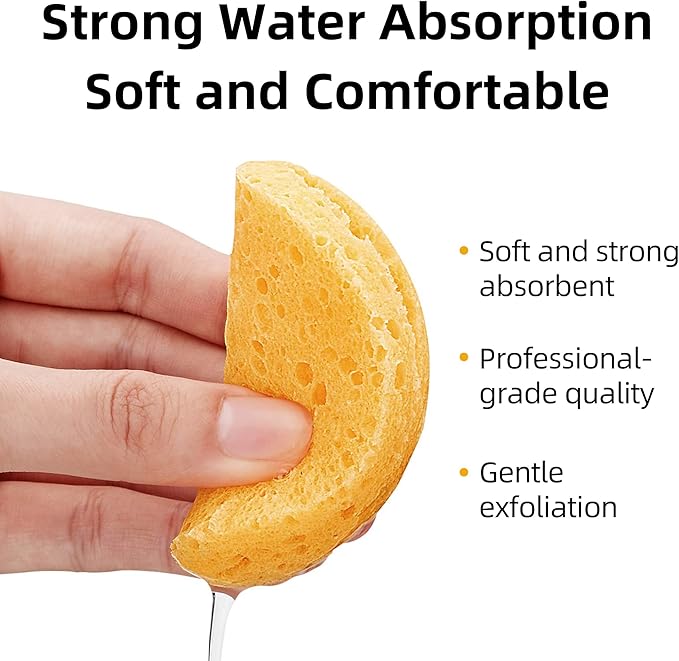 60-Count Compressed Facial Sponges|100% Natural Kickleen Cellulose Cosmetic Spa Sponges for Daily Facial Cleansing|Makeup and Mask Removal | Exfoliating | Skin Massage | Pore Exfoliation (Yellow)