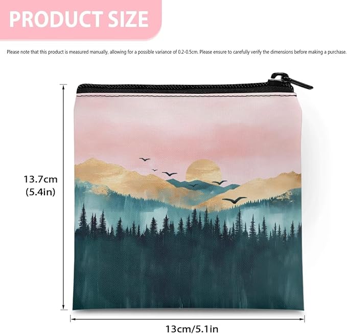 Women Period Bags Waterproof Novelty Landscape Printed Pink Sanitary Napkin Storage Bag Organizer for Daily Use