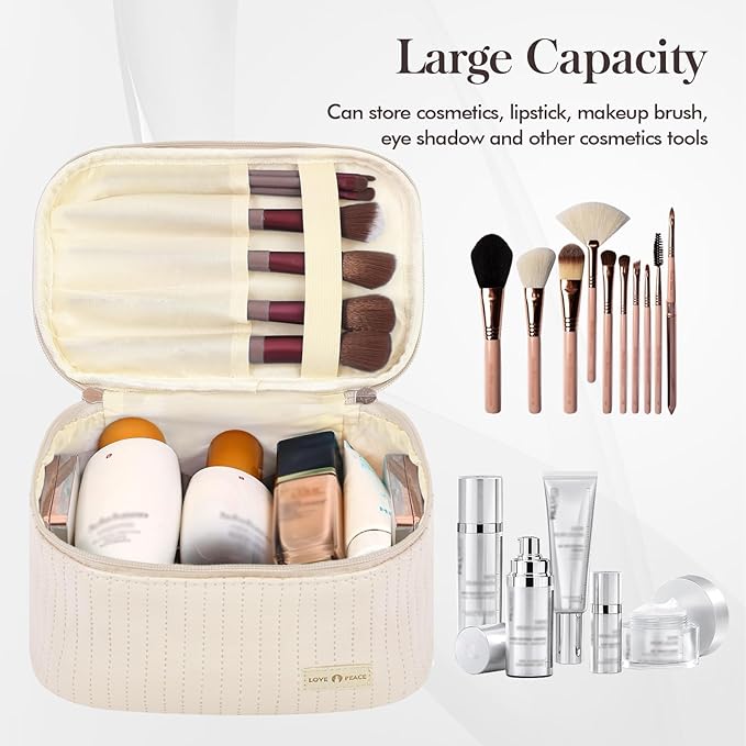 Yuilgdo Makeup Bag Travel Cosmetic Bag, Large Capacity Makeup Organizer Bag and Storage, Portable PU Leather Pouch Toiletry Bag Make up Organizer, Cosmetic Bags for Women