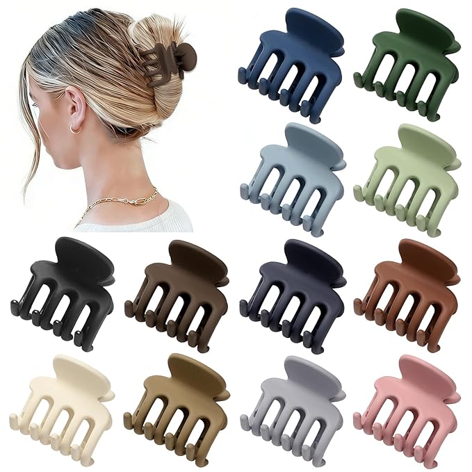 Sisiaipu 12Pcs Hair Clips for Women 1.8 Inch Small Claw Clips for Thin Hair Medium Hair Claw Clips for Thick Hair Accessories for Women Girls (Regular)