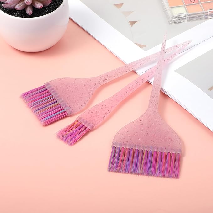 LIQWEI 3Pcs Hair Color Brush, Hair Dye Brushes, Glitter Hairs Dye Brush Set Hairs Color Remover, Applicator Brushs for Women Men Salon Use Home DIY Dyeing
