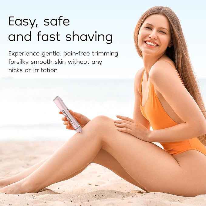 Bikini & Body Hair Trimmer for Women, Dual Head - IPX7 Waterproof Electric Razor for Gentle Pubic, Facial, Underarm, and Leg Shaving