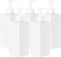 Youngever 5 Pack 16 Ounce Plastic Pump Bottles, Refillable Square Plastic Pump Bottles for Dispensing Lotions, Shampoos and More (White)