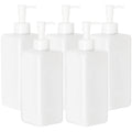Youngever 5 Pack 16 Ounce Plastic Pump Bottles, Refillable Square Plastic Pump Bottles for Dispensing Lotions, Shampoos and More (Clear)