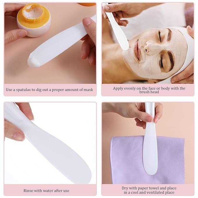 Ymapinc 5Pcs Large Spatula Brush Makeup, 8.11 * 1.22inch Face Mask Applicator Tool, Plastic Skin Care Spatula, Reusable Mask Spatulas, Cream & Lotion Spatulas Tools for DIY Skincare