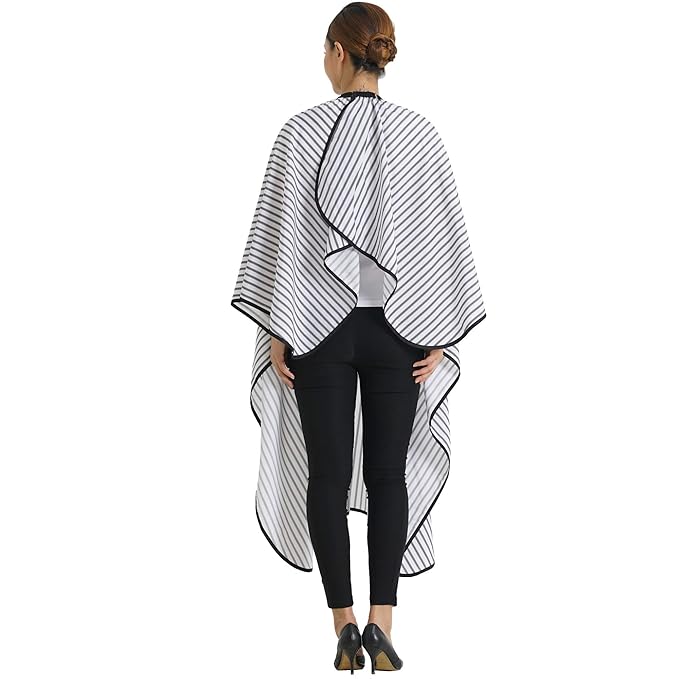 SMARTHAIR Professional Salon Cape Polyester Barber cape Hair Cut Cape,57”x66.8”,Black and White Stripes,C250023B-L