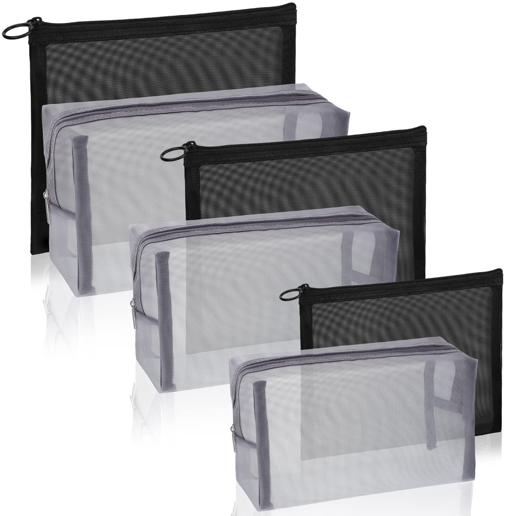 Boao 6 Pieces Mesh Makeup Bags Mesh Cosmetic Bag Portable Travel Organizing Zipper Pouch Toiletries Makeup Pouches for Home Office Travel Accessories(Chic Colors)