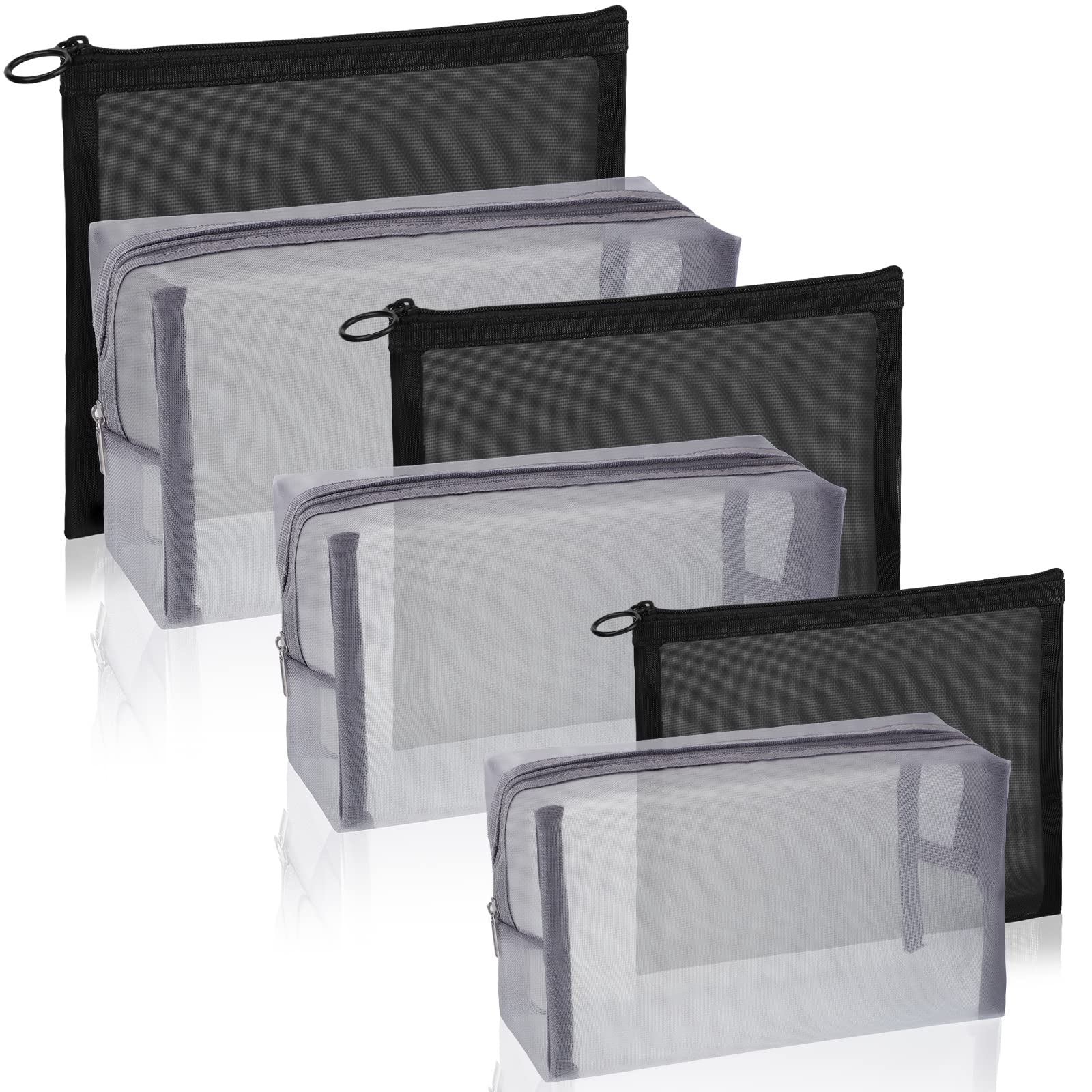 Boao 6 Pieces Mesh Makeup Bags Mesh Cosmetic Bag Portable Travel Organizing Zipper Pouch Toiletries Makeup Pouches for Home Office Travel Accessories(Chic Colors)