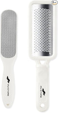Fu Store 2 Pack Foot Files Callus Remover Stainless Steel Foot Rasp and Dual Sided Feet File Professional Scrubber Pedicure Tools Premium for Feet Care Remove Hard Skin, White