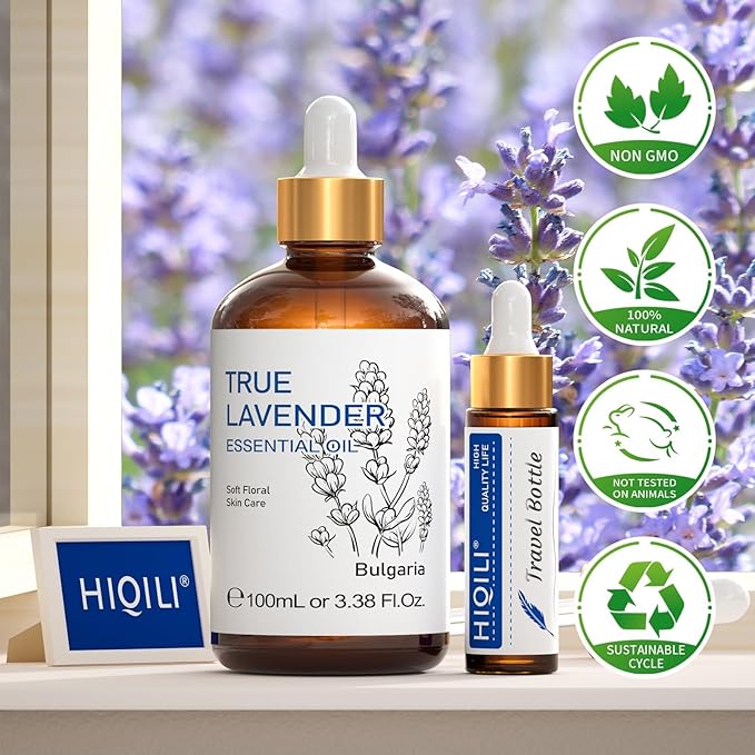 HIQILI Lavender Essential Oil for Diffuser, Aromatherapy & Better Sleep