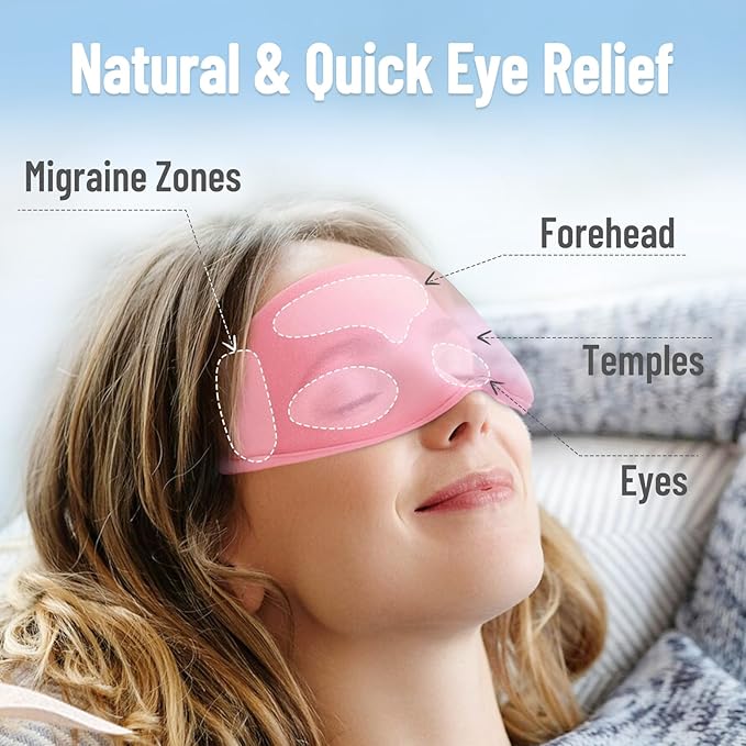 Cooling Eye Mask for Puffy Eyes, Ice Eye Pack After Surgery Relief - Reuable Cold Compress for Dry Eye - Comfortable Perfect Fit Gel Sleep Mask, Pink of 3D