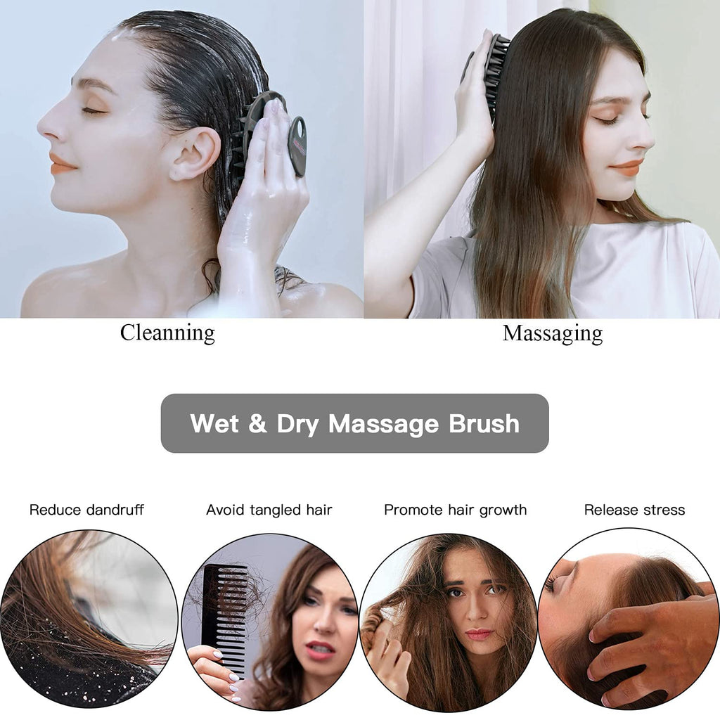 One-piece Silicone Scalp Massager Shampoo Brush Hair Wash Scrubber, Black