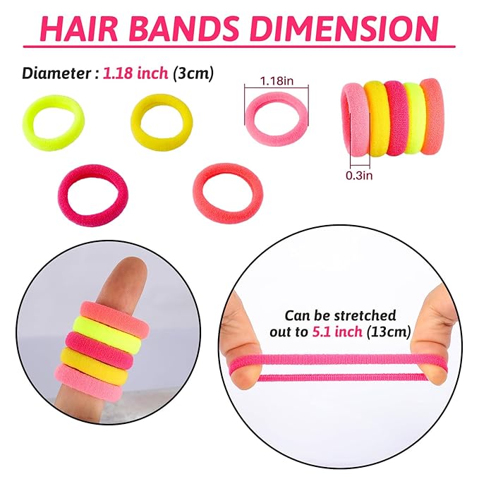 QRTVI 120 Pcs Baby Hair Ties, Cotton Toddler Hair Ties for Girls and Kids, Multicolor Small Seamless Hair Bands Elastic Ponytail Holders(Pink+Yellow)
