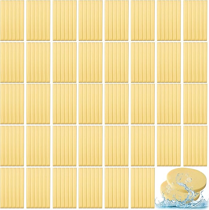 Foaincore 600 Pieces Compressed Facial Sponge Round Facial Sponge for Estheticians Face Sponges for Cleansing Makeup Removal Wash Pads Disposable Sponges for Women Spa Exfoliating Cleansing(Yellow)