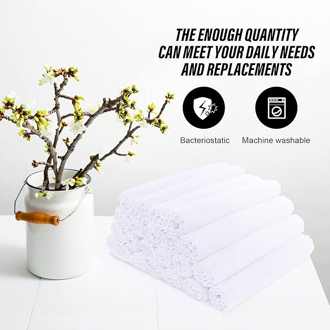 MOONQUEEN Ultra Soft Premium Washcloths Set - 12 x 12 inches - 24 Pack - Quick Drying - Highly Absorbent Coral Velvet Bathroom Wash Clothes - Use as Bath, Spa, Facial, Fingertip Towel (White)