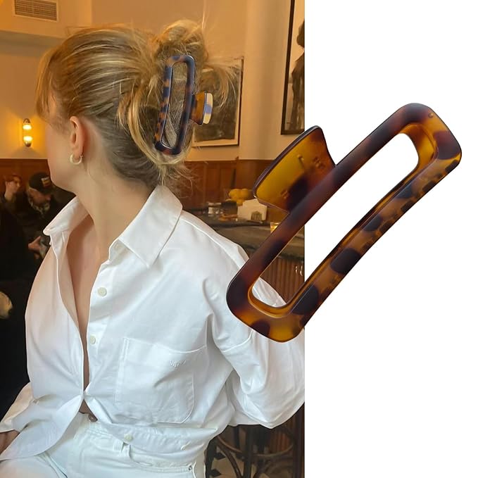 Nalodu 5 Inch Hair Claw Clips Extra Large Square No Slip Big Matte & Glossy XL Rectangle Clip for Thick Curly Long Hair Women, 4 Pack