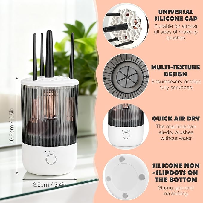 Electric Makeup Brush Cleaner Machine,Powerful Spinner Washer for Makeup Brush/Sponge/Powder Puffs,Portable Automatic USB Cosmetic Brushes Washing Tool Holder for All Size Beauty Makeup Brush Set