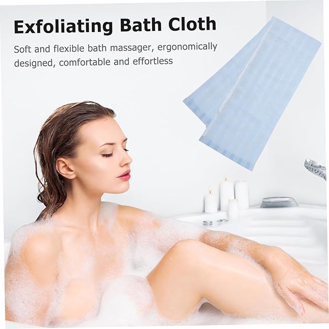 AUTSUPPL Portable Back Bath Towel Double-Sided Exfoliating Shower Scrubber Straps for for Deep Cleaning Back Neck and Shoulders