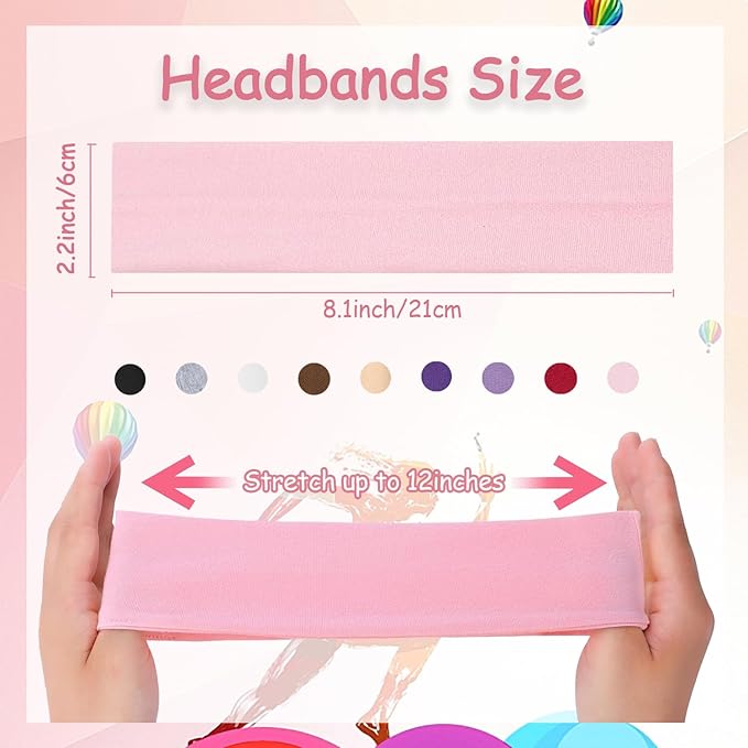 Headbands for Women Non Slip, 9Pcs Soft Elastic Hair Bands for Women's Hair, Fashion Stretchy Fabric Sweat Bands Headbands for Daily Workout Yoga Running Sports