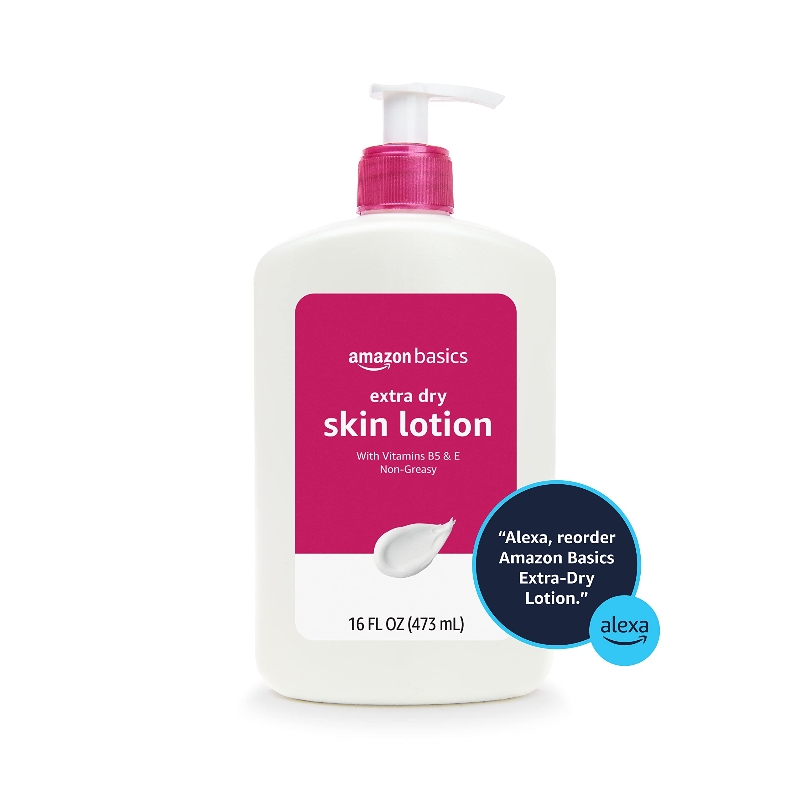 Amazon Basics Non-Greasy Body Moisturizer Lotion for Extra-Dry Skin with Vitamins B5 & E, Clean Scent, 16 fl oz, 4-Pack (Previously Solimo)