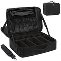 MONSTINA Large Makeup Case, 3 Layers Makeup Bag Cosmetic Organizer Brush Bag Barber Train Case Makeup Artist Box for Hair Curler Hair Straightener Brush Set and Cosmetics