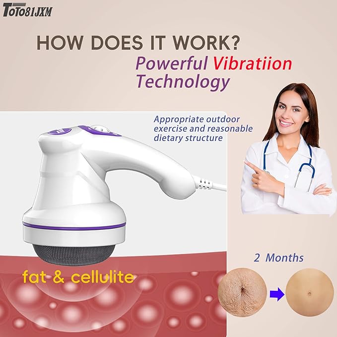 TOTO81JXM Electric Cellulite Massager – Body Sculpting Machine with 8 Massage Heads, Lymphatic Drainage & Skin Tightening for Belly Stomach Leg, Lipo Roller Massager After Surgery, Adjustable Speed.