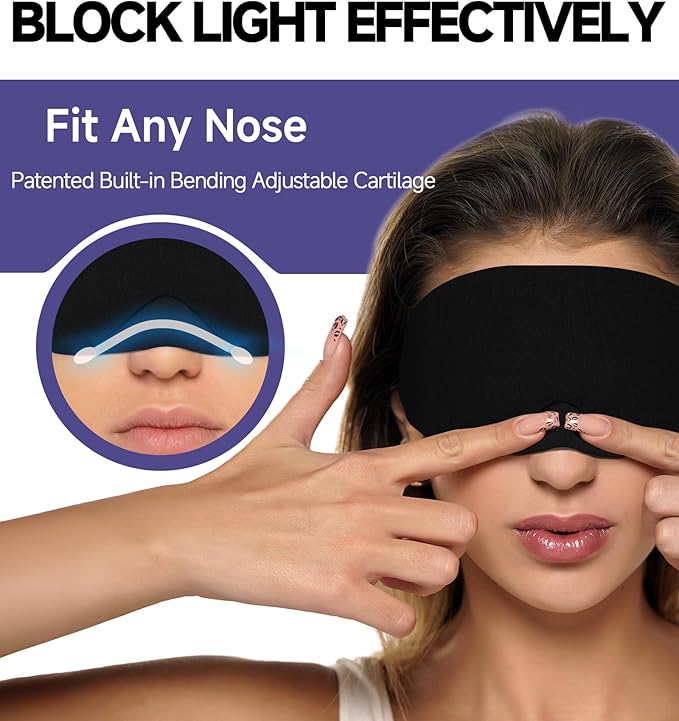 Mavogel Cotton Sleep Eye Mask, Light Blocking with Adjustable Nose Bridge