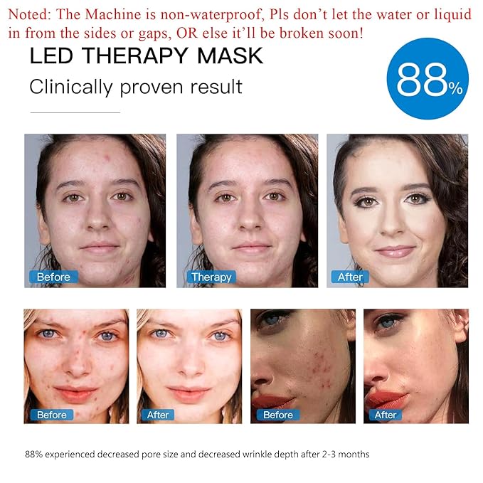 LED Face Mask Light Therapy, 7+1 Modes Portable Red Light Therapy for Face, Rechargeable, Blue & Red Light Mask, LED Facial Skin Care Mask At Home & Travel