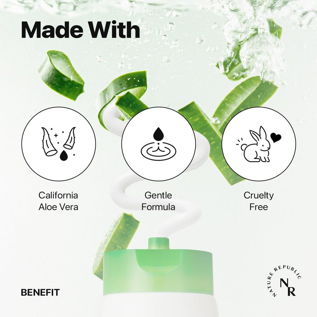 Nature Republic Mild & Moisture Aloe Vera Foam Cleanser | Hydrating Facial Cleanser, Gentle Makeup Remover & Pore Cleansing Face Wash, Korean Skincare for All Skin Types (150ml / 5.07 fl oz)