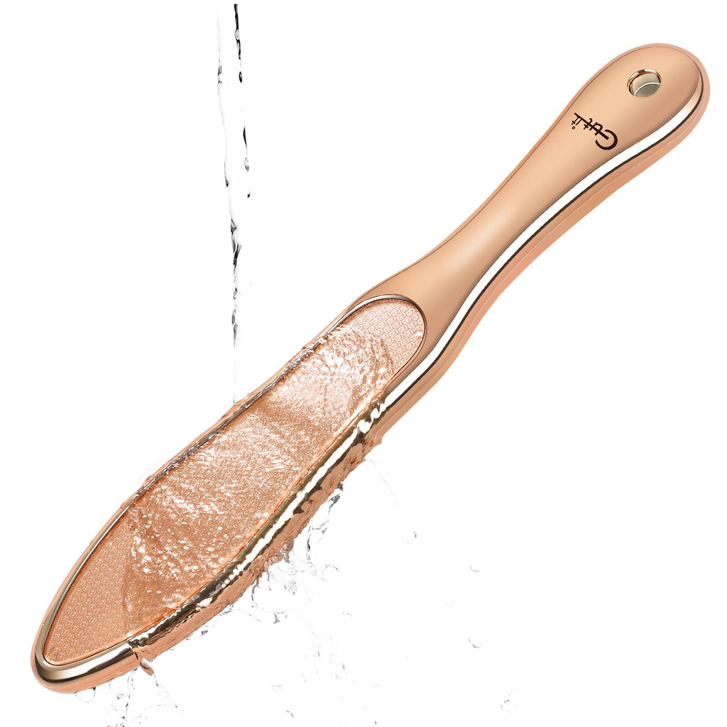 10.4'' Double Sided Nano Glass Foot File Callus Remover, Glass Foot File Heel Scraper for Cracked Heels, Washable Foot Rasp for Wet and Dry Feet - Foot Scraper for Shower Use