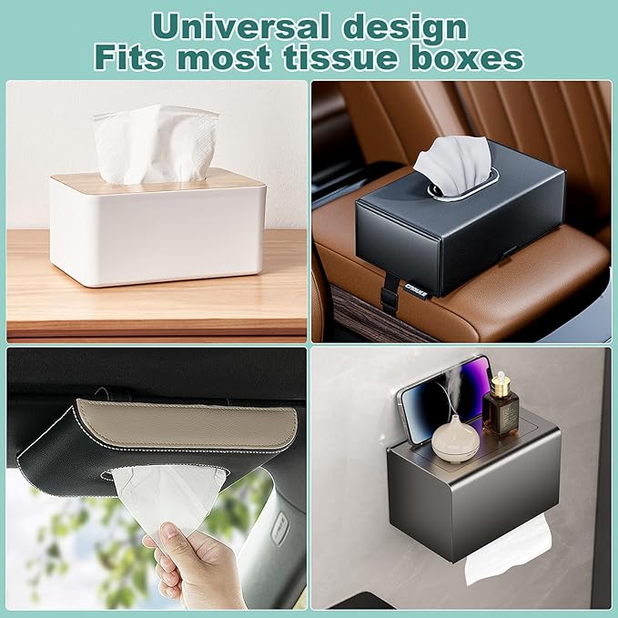 4-Ply Car Tissue Refills (960 Layers) - 8 Pack Travel Size Tissues, Soft & Strong Disposable Facial Tissues for Car, Office, Home - 240 Sheets