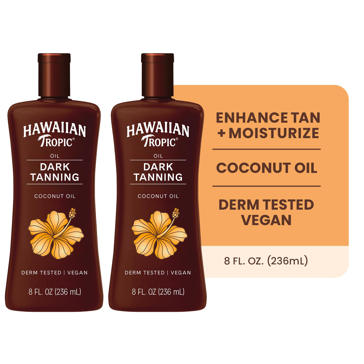 Hawaiian Tropic Dark Tanning Oil, 8 Fl Oz (2 Pack)