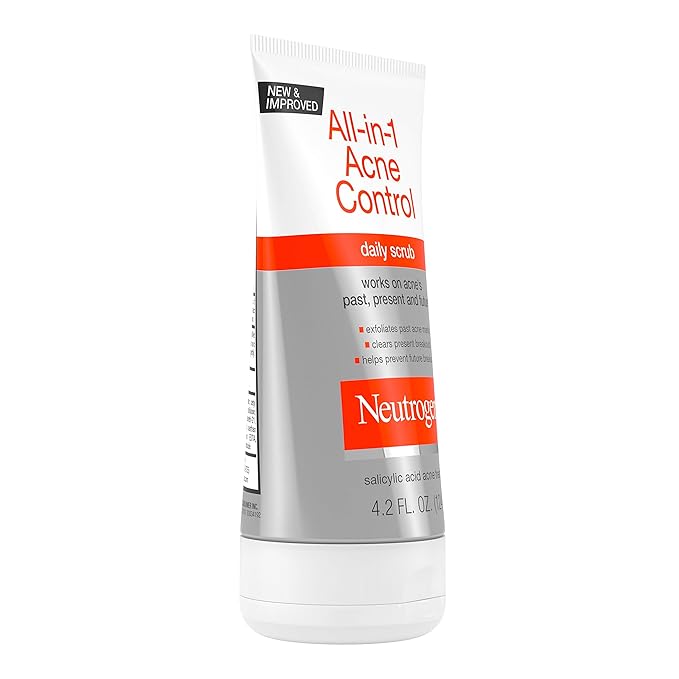 Neutrogena All-In-1 Acne Control Daily Face Scrub to Exfoliate and Treat Acne, Salicylic Acid Acne Treatment, 4.2 fl. oz