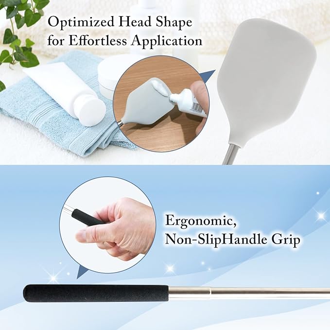 FieldSora Cream Applicator for Back Telescopic Easy to Clean Applies Creams, Sunscreens, and Ointments (Covers Large Areas)