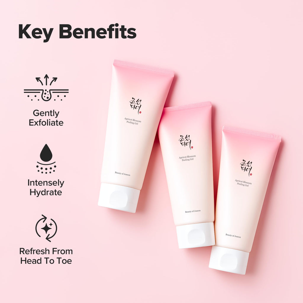 Beauty of Joseon Apricot Blossom Peeling Gel Soft Exfoliating Face and Body Scrub Dead Skin Cells Remover for All Skin Types, Korean Skincare for Men Women, 100ml, 3.38 fl.oz