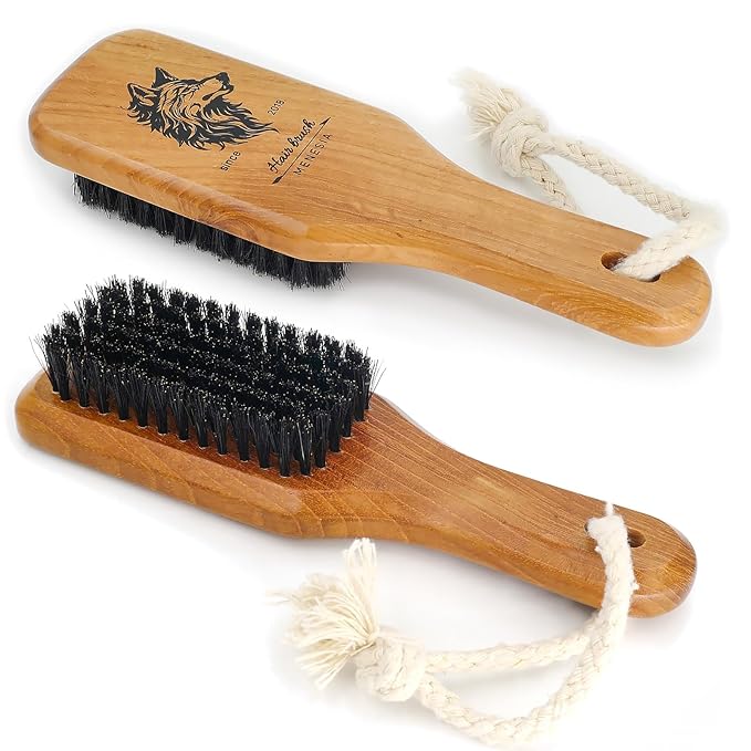 Menesia Soft Boar Bristle Hair Brush for Men,Smoothing Brush