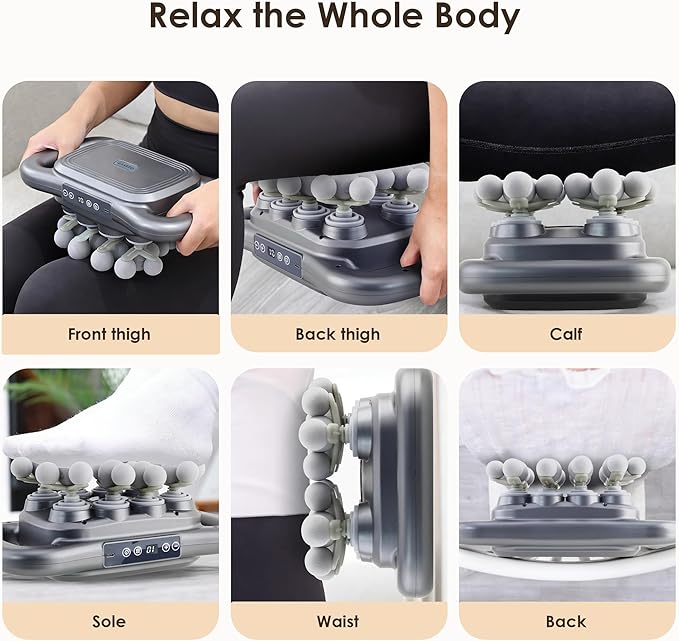 GAXEZO 28 Head Massage Gun Set, Deep Tissue Percussion Massager, Electric Massage Tools with 9 Styles & Levels, Dark Grey