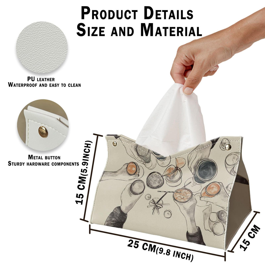 Vintage Rectangle Tissue Box Cover, Winter Holiday Decor Tissue Box Holder Organizer for Kitchen Dining Room, Party Facial Paper Organizer Farmhouse Party Gifts for Women Girls 9.8x5.9x5.9