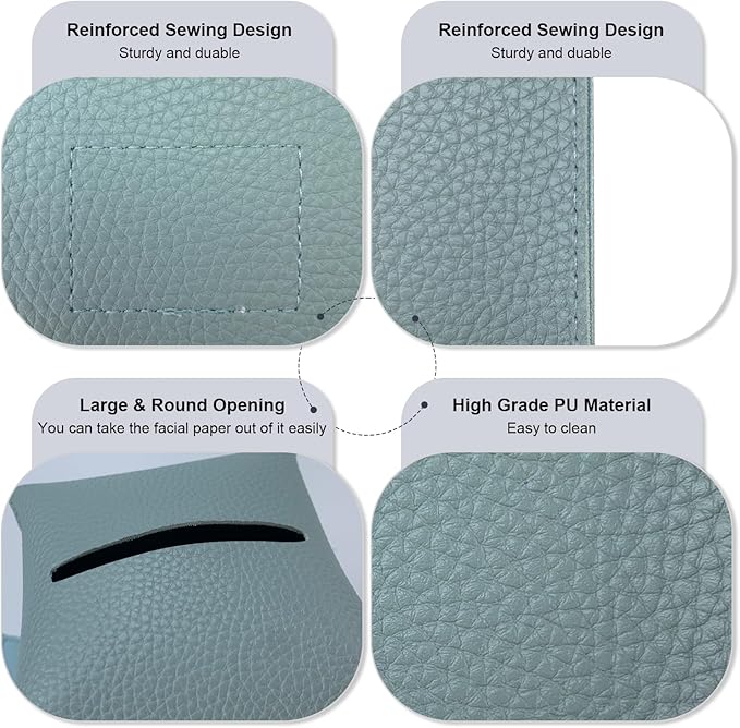 PENGLONG Tissue Box Cover 5X5X5'' PU Leather Tissue Holder Square Tissue Cube Box Organizer for Bathroom Vanity Countertop, Car, Night Stands, Office, Home, Kitchen (1Pack, Light Blue)