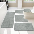 YIHOUSE Bathroom Rugs Mat Set, Memory Foam Bath Mat 5 Piece Gray