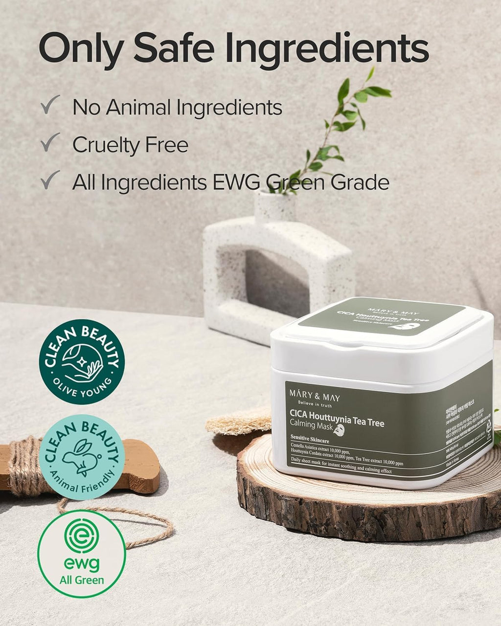 Mary&May CICA Heartleaf Tea Tree Calming Mask, 30 Sheets Pull-Out