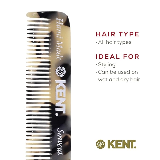 Kent Set Men's Hair Pocket Combs, 81T X-Small, 20T Fine Tooth Folding Comb. Best Hair, Beard and Mustache Grooming Kit for Travel and Home Care, Handmade in England
