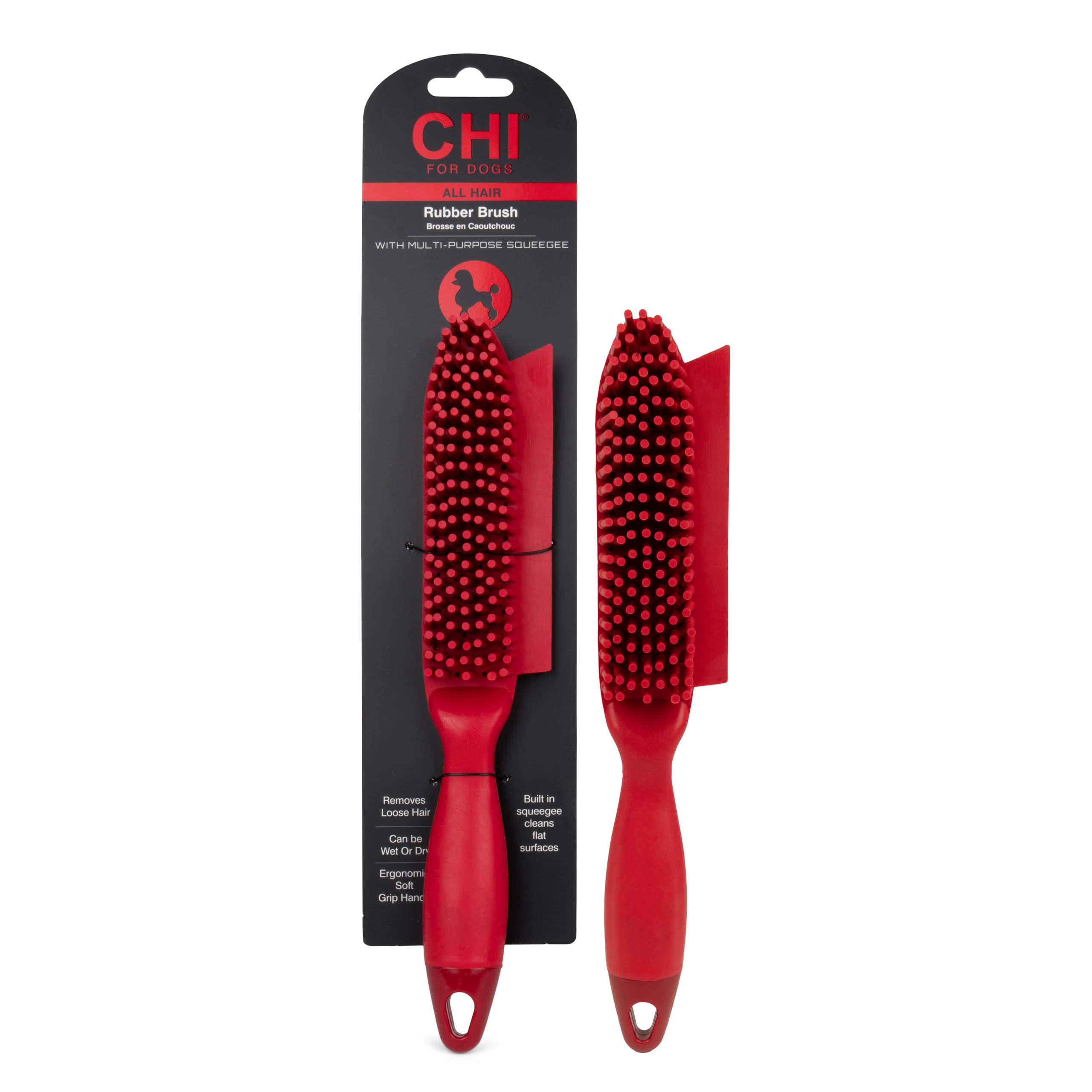 CHI for Dogs Rubber Fur Accumulator Brush, Dog Grooming Tool for Removing Loose Hair and Lint from Coats Furniture Clothing and Car Seats, Flexible Rubber Bristles, Easy Clean Grooming Brush