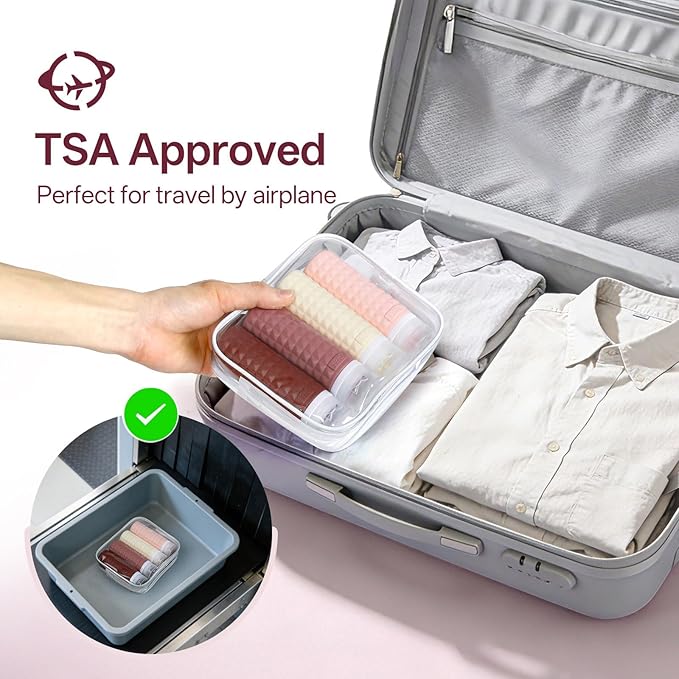 Firstfooby Travel Bottles for Toiletries, TSA Approved Travel Size Containers, Leak Proof Silicone Shampoo Bottles, Small Toiletry Containers with Clear Bag for Shampoo Conditioner Lotion