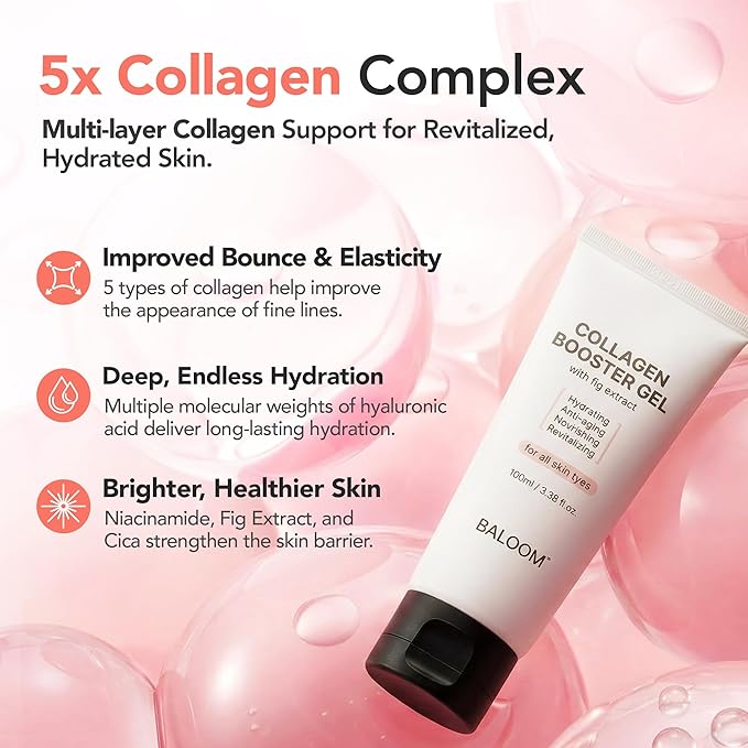 BALOOM Collagen Booster Gel Serum for Korean Skin Care & Microcurrent Face Massagers, Filled With Collagen Capsules, Hydrating & Nourishing & Revitalizing Facial Gel for Skin Care 3.38 Fl Oz