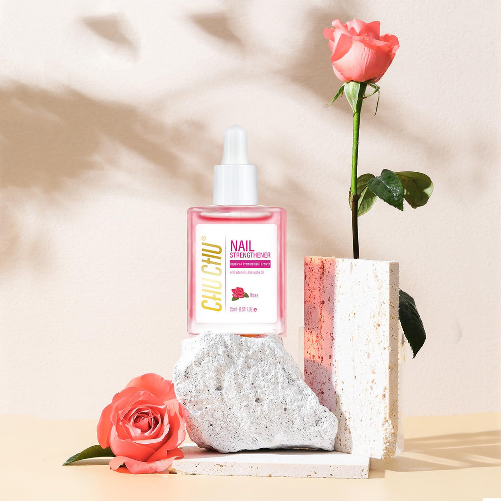 CHUCHU Vegan Cuticle Oil for Nails: Rose Jojoba Nail Cuticle Oil with Vitamin B & E for Moisturizes Cuticle and Nail's Skin - Prevents Hangnails and Chapped 15ML