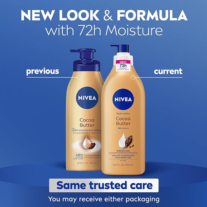 NIVEA Cocoa Butter Body Lotion for Dry Skin with Hyaluronic Acid, 16.9 Oz