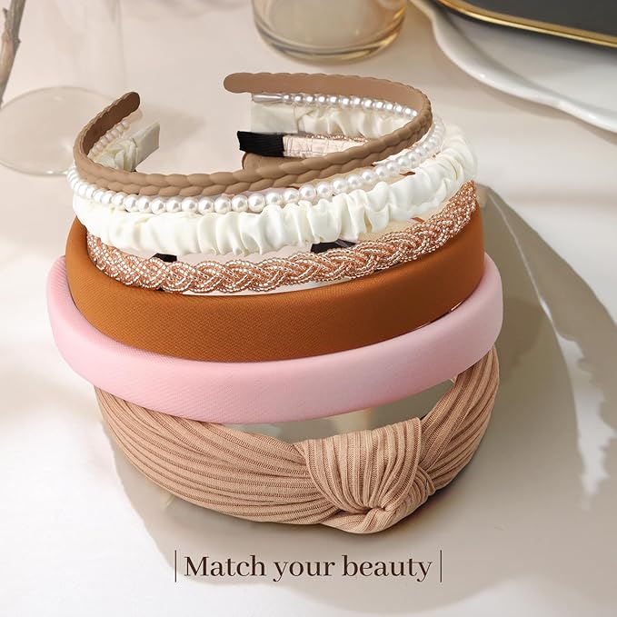DOXISHRUKY 7pc Headbands for Women Trendy Women Headbands Set, Non Slip Head Bands for Women's Hair Diademas Para Mujer De Moda