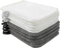 PHOGARY 10Pack Microfiber Wash Mitts, Soft Face Mittens, Reusable Remover, 6×8in, White, Grey