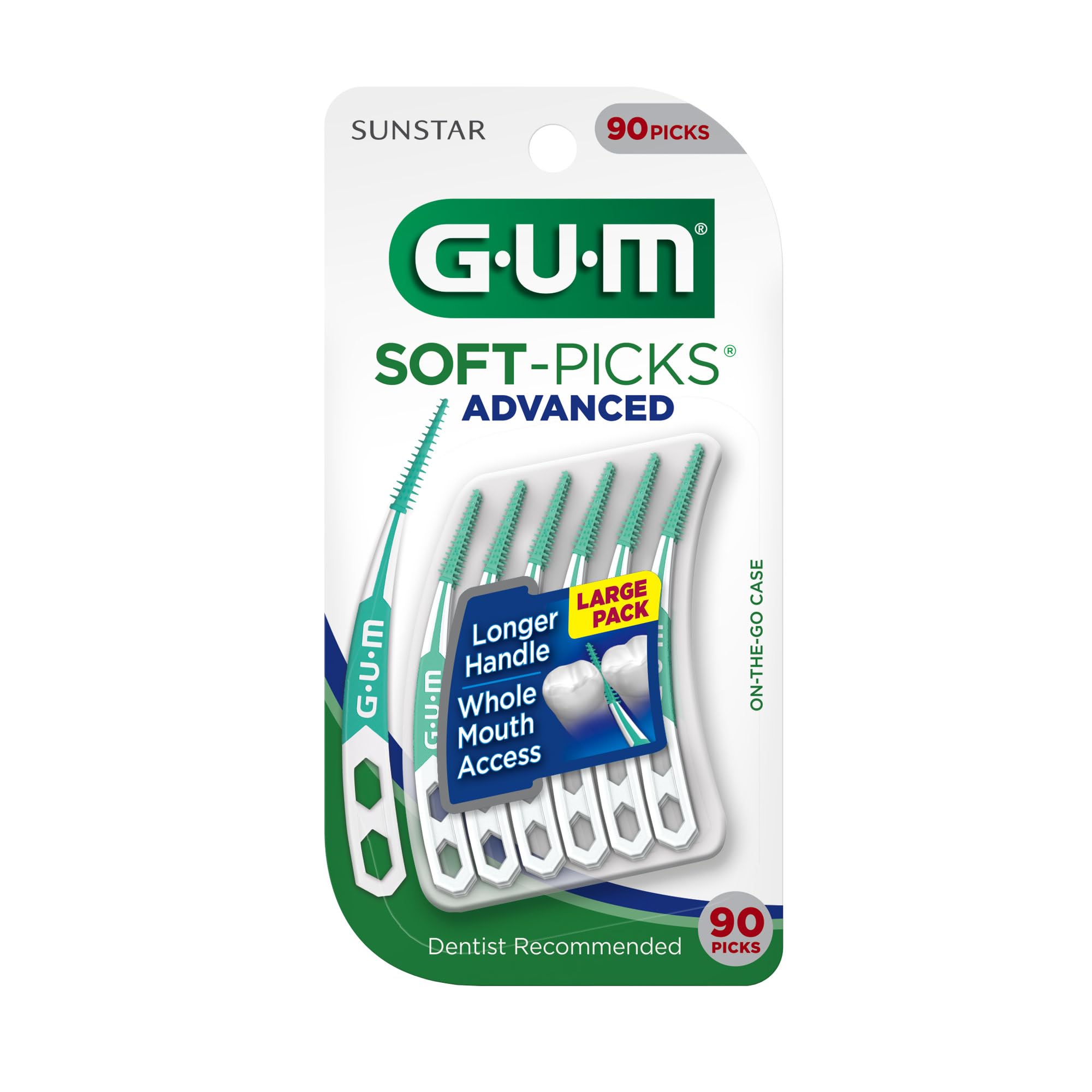 GUM Soft-Picks Advanced – Easy-to-Use Interdental Picks for Plaque Removal Health with Convenient Carry Case, Dentist Recommended, 90 Count